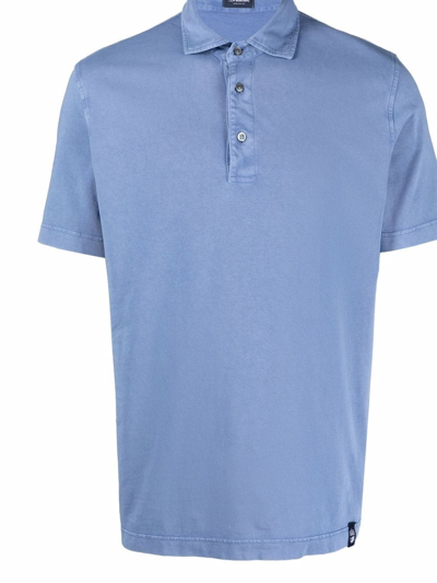 Drumohr Short-sleeve Cotton Polo Shirt In Gnawed Blue