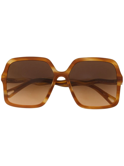 Chloé Zelie Oversized Square-frame Tortoiseshell Acetate Sunglasses In Brown