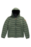 Save The Duck Kids' Hooded Puffer Jacket In 1963 Thyme Green