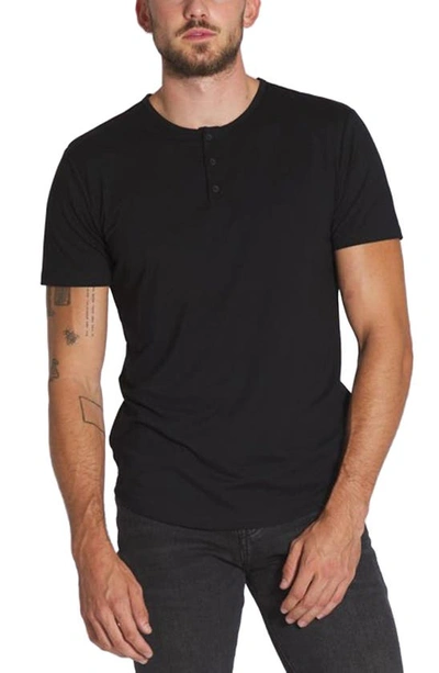 Cuts Trim Fit Short Sleeve Henley In Black