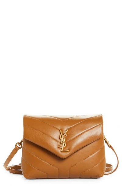 Saint Laurent Women's Mini Loulou Matelassé Leather Shoulder Bag In Brown