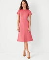 Ann Taylor The Tall Midi Flare Dress In Double Knit In Juicy Watermelon