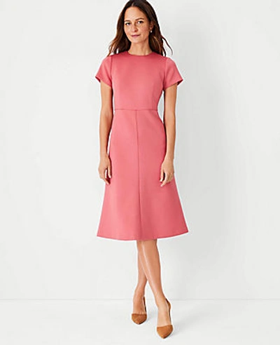 Ann Taylor The Tall Midi Flare Dress In Double Knit In Juicy Watermelon