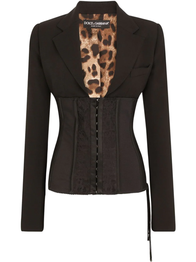 Dolce & Gabbana Tie-detail Bodice-panel Blazer In Black