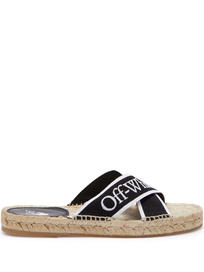 Off-white Black Canvas Criss Cross Slippers Nd Off White Donna 40
