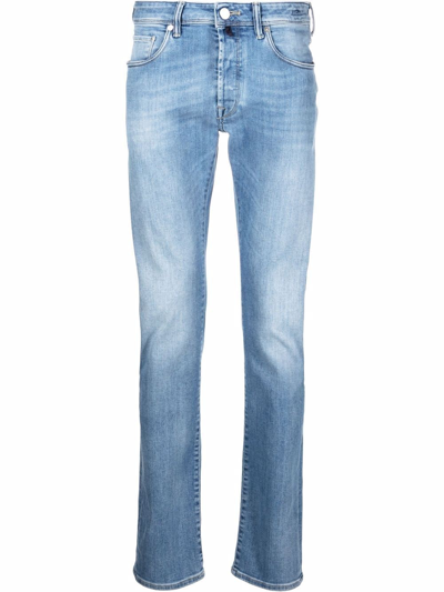 Incotex Stonewashed Slim Cut Jeans In Blau