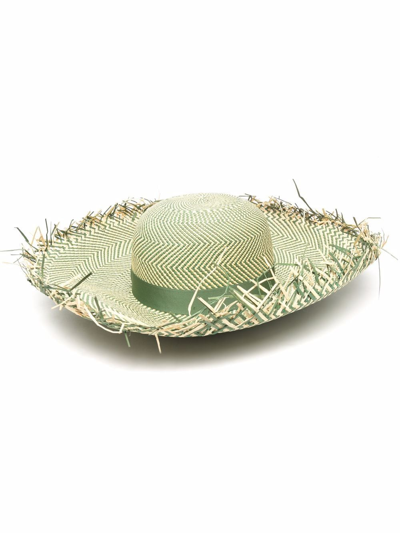 Borsalino Pamela Straw Wide Brim Hat In Green