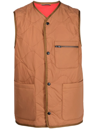 Paul Smith Brown Recycled Nylon Quilted Vest In 62 Browns