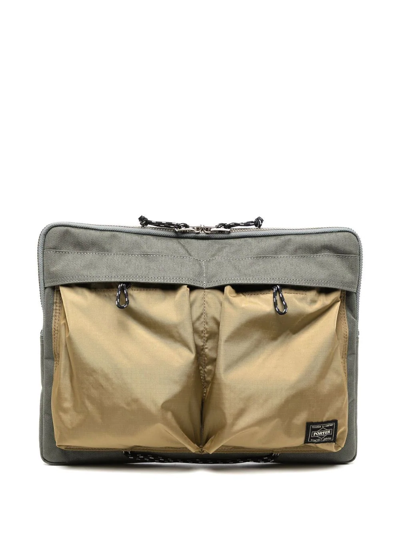 Porter-yoshida & Co Two Tone Rectangle Belt Bag In Grün