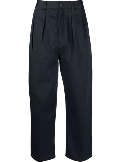 Universal Works Pleat-front Wide-leg Trousers In Navy