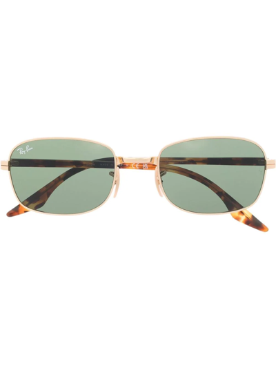 Ray Ban Tortoise Square-frame Sunglasses In Gold