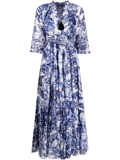 Samantha Sung Embroidered Midi Shift Dress In Blau