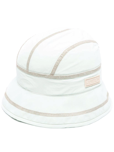 Jacquemus Striped Bucket Hat In Grün