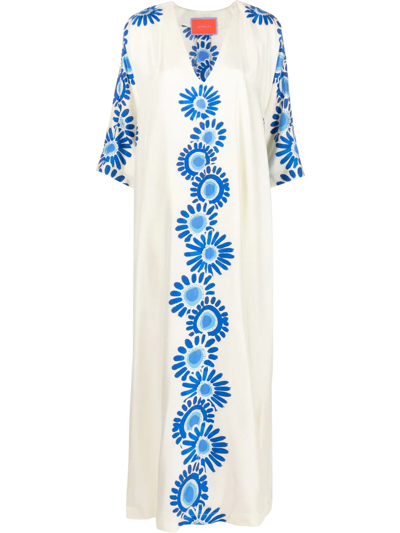 La Doublej Muumuu Printed Silk-twill Maxi Dress In Floral