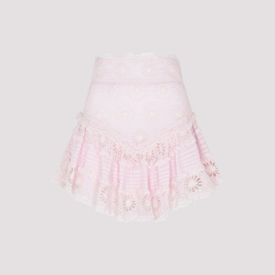 Isabel Marant Diva Ruffled Lace-trimmed Broderie Anglaise Cotton And Silk-blend Mini Skirt In Pink