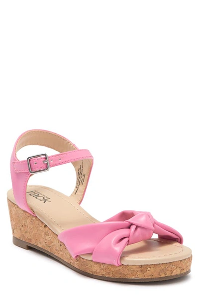 Nordstrom Rack Kids'  Keegan Cork Wedge Sandal In Pink Candy