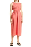Rails Yvette Cutout Organic Cotton Blend Midi Dress In Spiced Coral