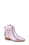 Yosi Samra Miss Dallas Studded Boot In Light Pink Metallic