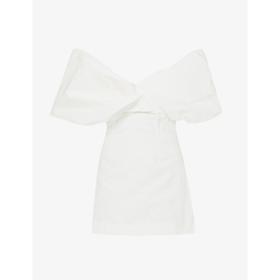 Rachel Gilbert Xavier Ruched Cotton And Silk-blend Mini Dress In Ivory