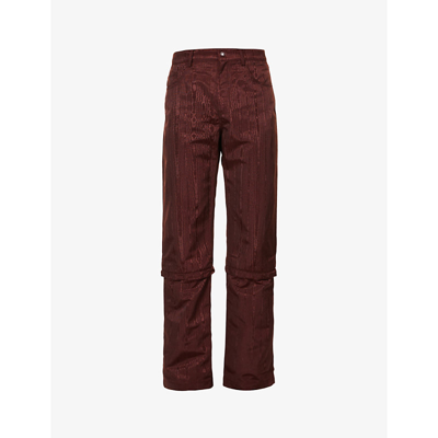 Marine Serre Moiré Straight-leg Mid-rise Recycled-polyester-blend Trousers In Brown