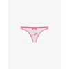 AGENT PROVOCATEUR DONNIE CHERRY-EMBROIDERED HIGH-RISE MESH THONG