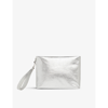 Whistles Silver Avah Leather Clutch Bag 1 Size In Silver