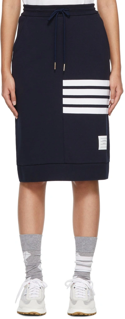 Thom Browne Navy 4-bar Midi Skirt In Mid Grey