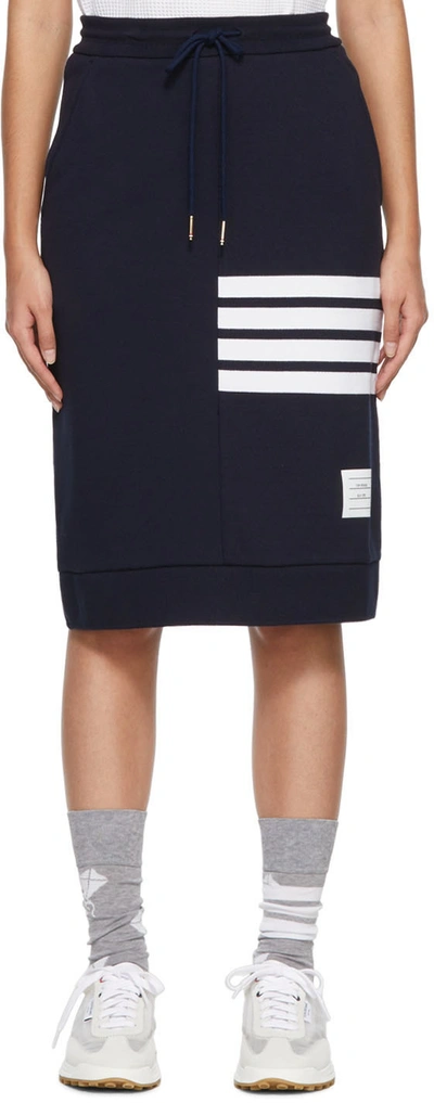 Thom Browne Navy 4-bar Midi Skirt