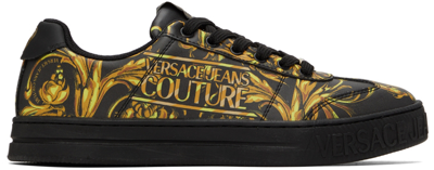 Versace Jeans Couture Black Court 88 Sneakers In Eg89 Black/gold