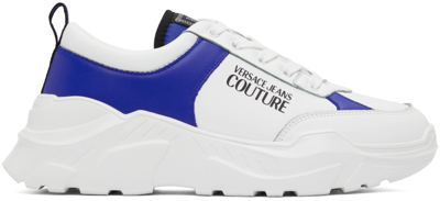 Versace Jeans Couture Speedtrack Shoes Leather Nylon Print Sc1 In White