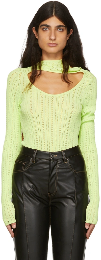 Y/project Green Three-collar Sweater In Lime Green
