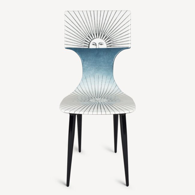 Fornasetti Chair Sole In White/light Blue/black