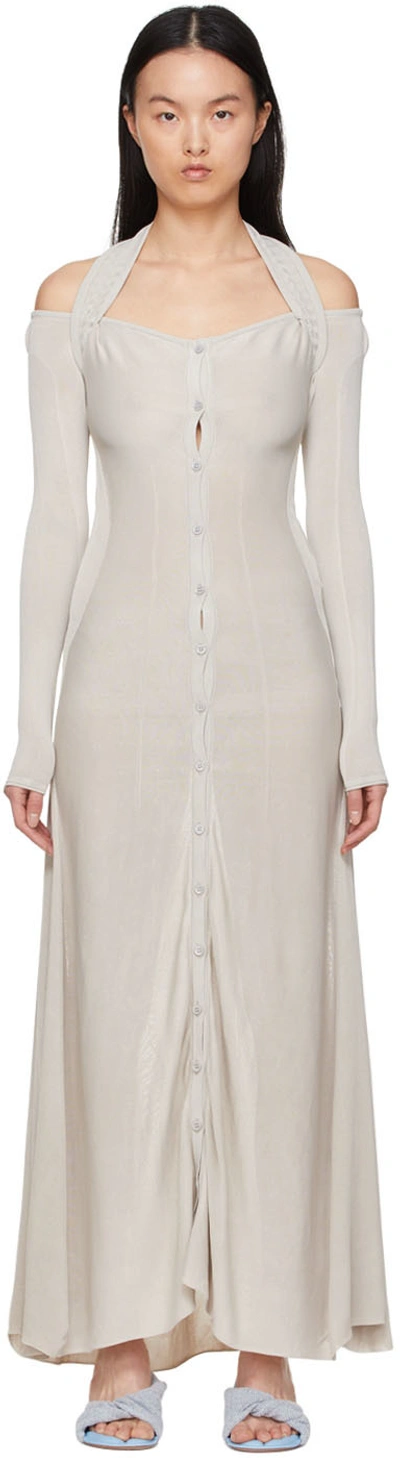 Jacquemus La Robe Lagoa Jersey Knit Long Dress In Grey