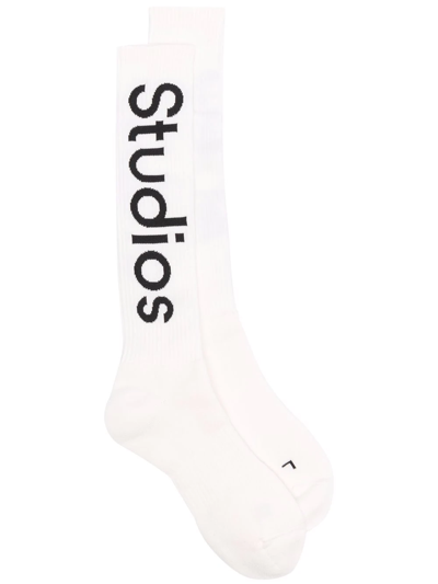 Acne Studios Intarsia-knit Ankle Socks In White