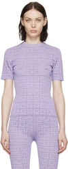 Givenchy 4g Lace Crewneck Short Sleeve Sweater In Mauve