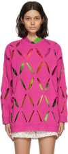 Valentino Cutout Virgin-wool Sweater In Bright Pink