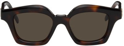 Loewe Brown Rectangular Sunglasses In Dark Havana / Brown