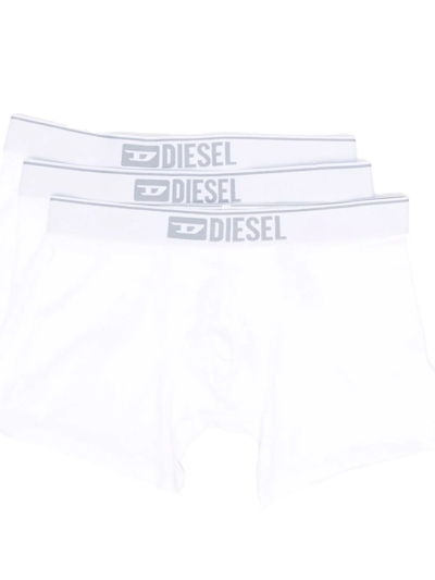 Diesel Logo-waist Boxers (set Of Three) In White
