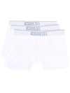 Diesel Pack Of 3 White Cotton Boxer Briefs With Logo In White