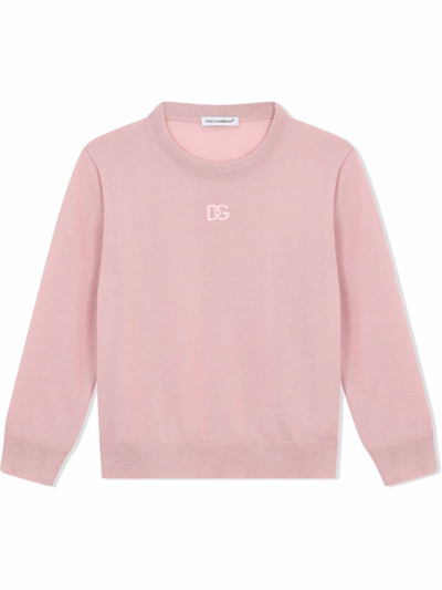 Dolce & Gabbana Kids' Dg-logo Cashmere Jumper In Purple