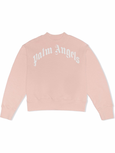 Palm Angels Kids' Logo-print Sweatshirt In Pink