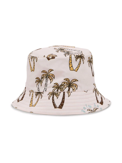Palm Angels Kids' All-over Palm Bucket Hat In Pink