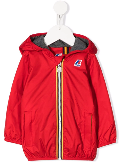 K-way Babies' Chest Logo-print Bomber Jacket In Red