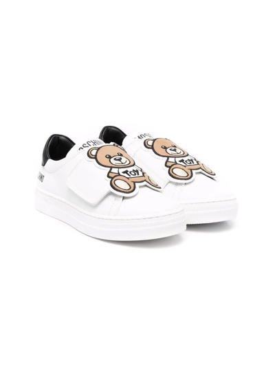 Moschino Kids' Teddy-patch Touch-strap Trainers In White
