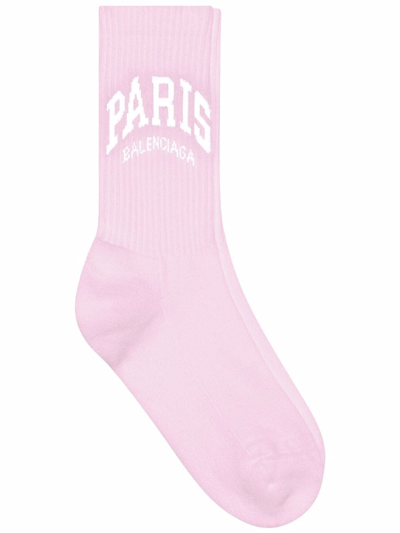 Balenciaga Paris-logo Cotton-blend Socks In Pink