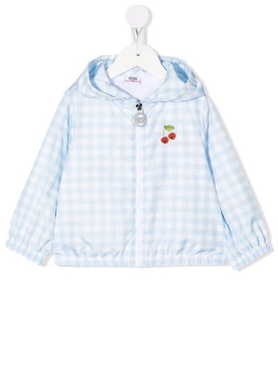 Gcds Babies' Hooded Gingham-check Jacket In Blue