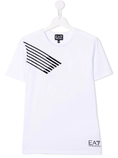 Ea7 Teen Logo-print T-shirt In White