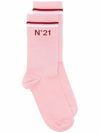 N°21 Logo-print Striped Socks In Pink