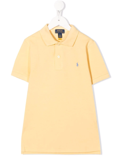 Ralph Lauren Kids' Polo Pony Cotton Polo Shirt In Yellow