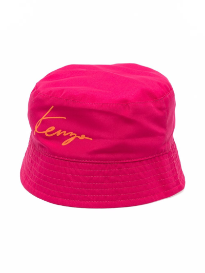 Kenzo Kids' Reversible Printed Bucket Hat In Pink